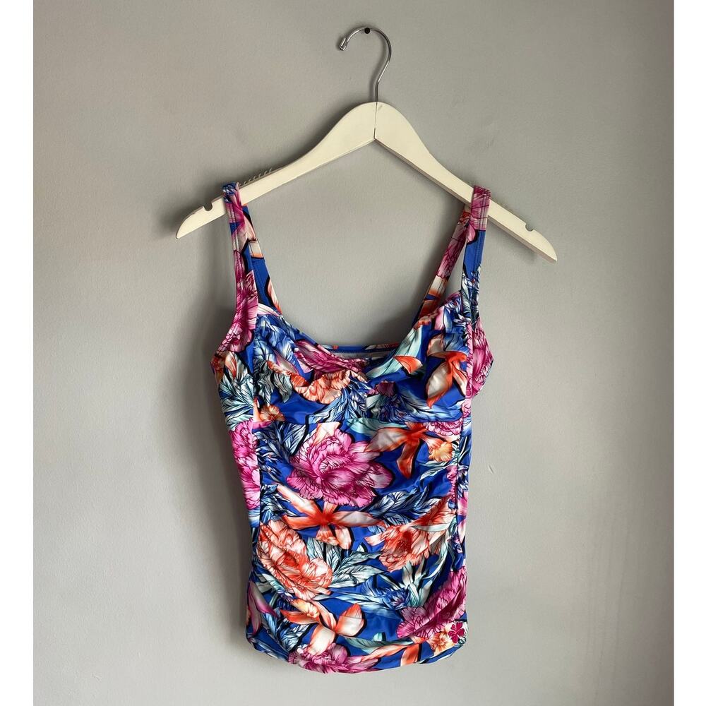 Hapari Bright Floral Swimsuit Tank Top Tankini Bra (no padding) Large 12-14